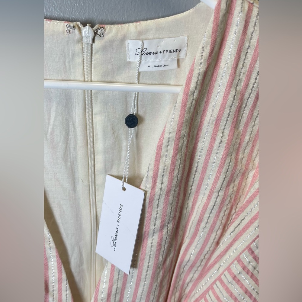 Lovers & Friends NEW Women's‎ Hazen Mini Dress Blush Striped Size Medium - Picture 4 of 5